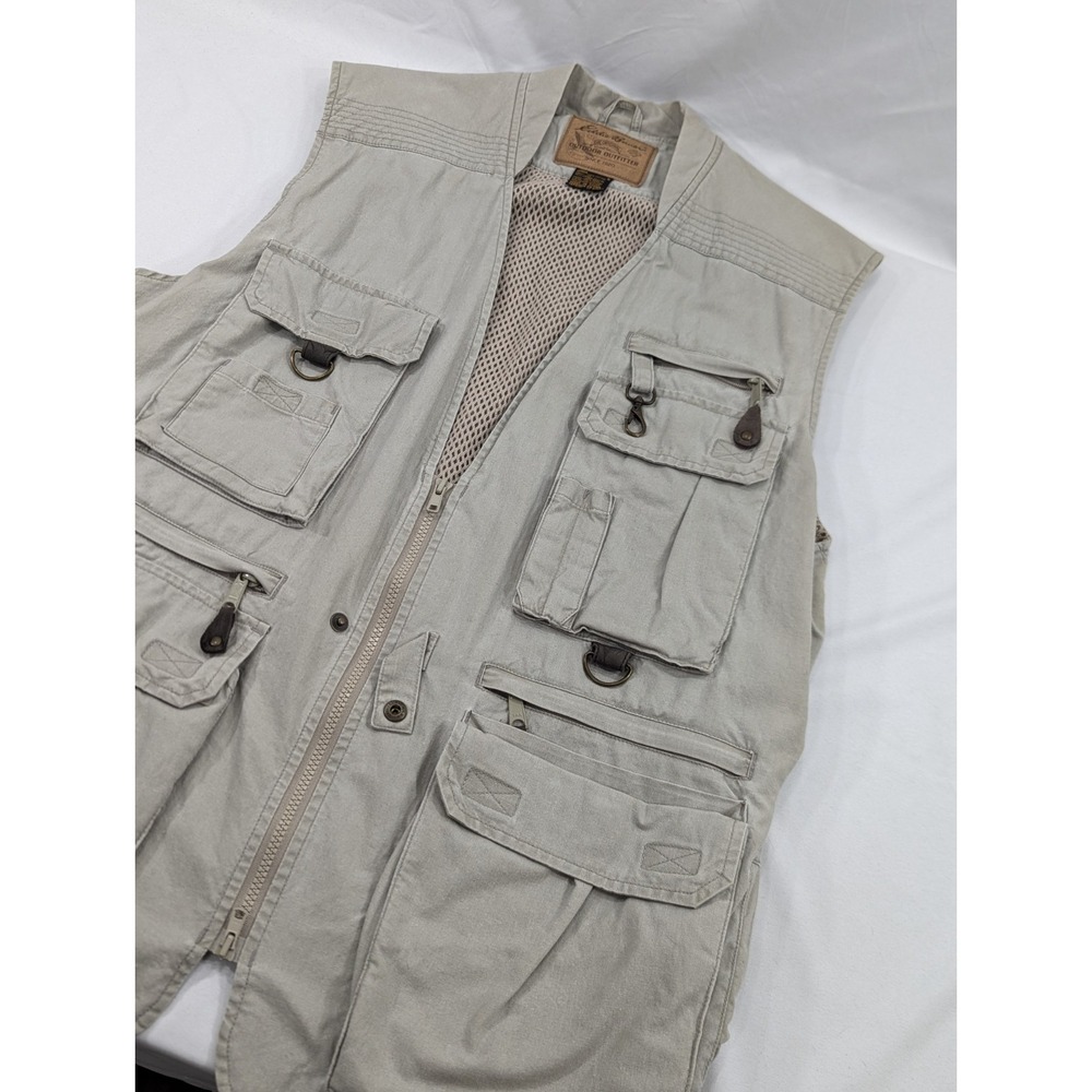 Vintage Eddie Bauer Outdoor Fishing Utility Cargo Camp Vest-Khaki-Men's Large
